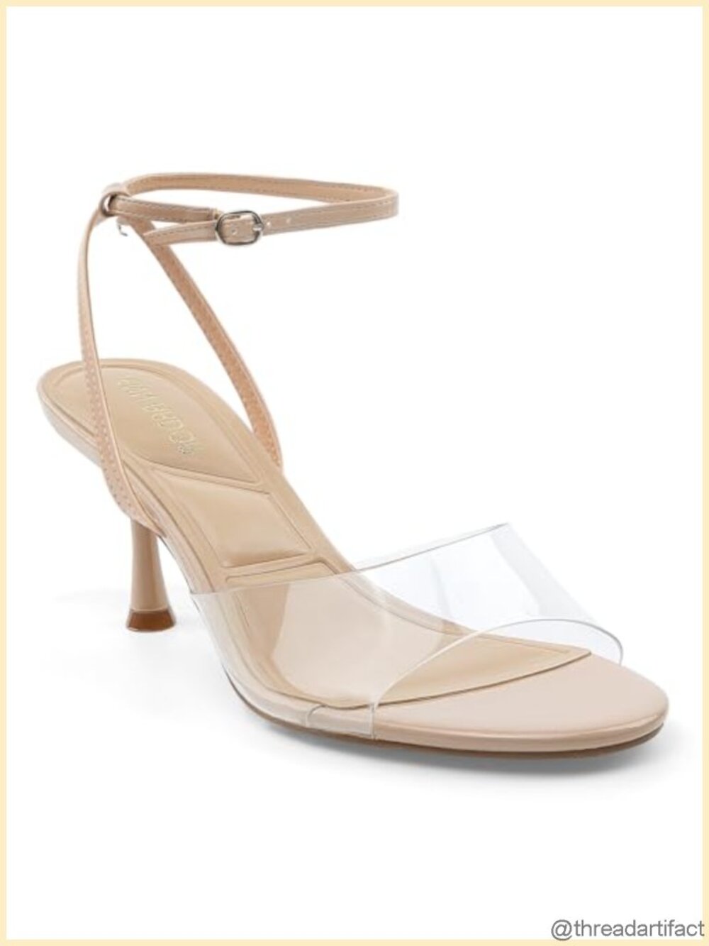 Clear Slingback Heels Kitten Heels Round Toe Ankle Strap Dress Sandals